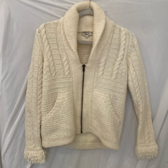 Madewell Sweaters - Madewell cream grandpa cardigan zip up size XS